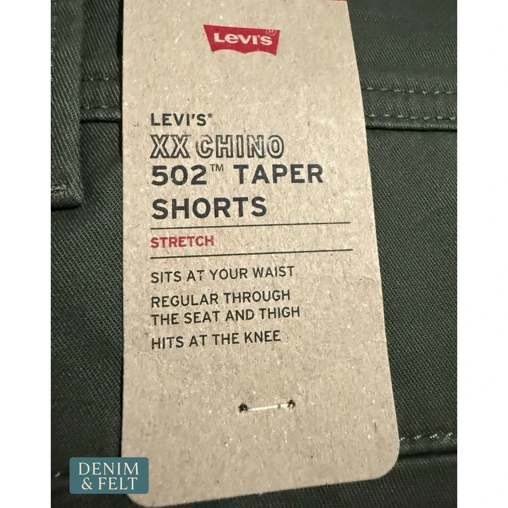 NEW Levis XX Chino Taper Mens Shorts 30 Bunker Olive Green Comfort 9